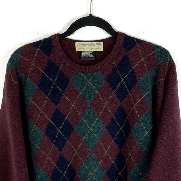 Vintage Scottish Lambswool Argyle Sweater Dark Academia Oversized Boho Fit - Picture 4 of 9